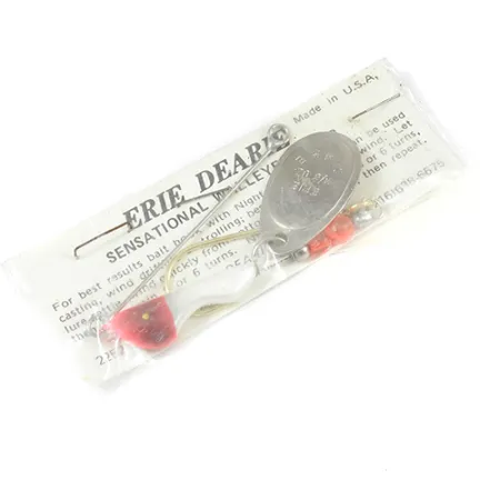 Erie Dearie Walleye Killer, 1/2oz Nickel / White / Red spinning lure #2008