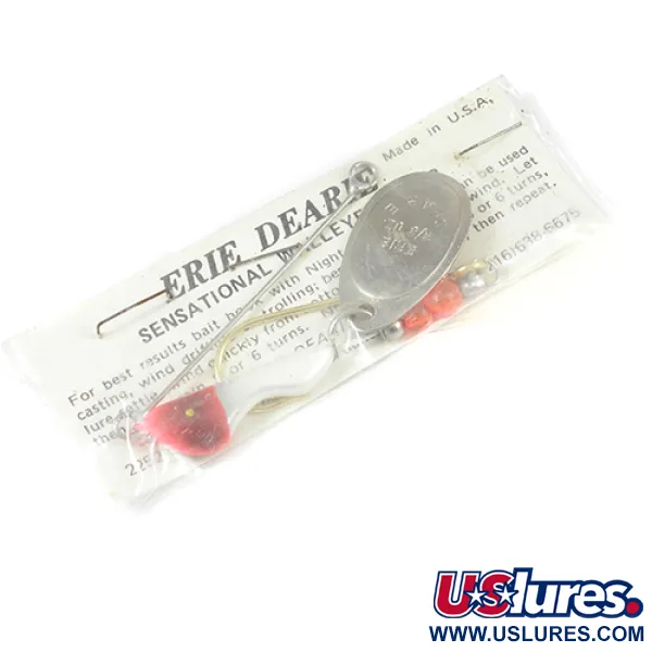   Erie Dearie Walleye Killer, 1/2oz Nickel / White / Red spinning lure #2008