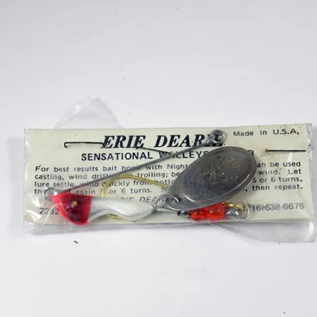 Erie Dearie Walleye Killer, 1/2oz Nickel / White / Red spinning lure #2008