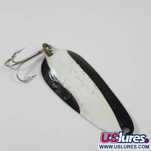 Vintage   Nebco FlashBait 166, 1/2oz Black / White / Nickel fishing spoon #2020