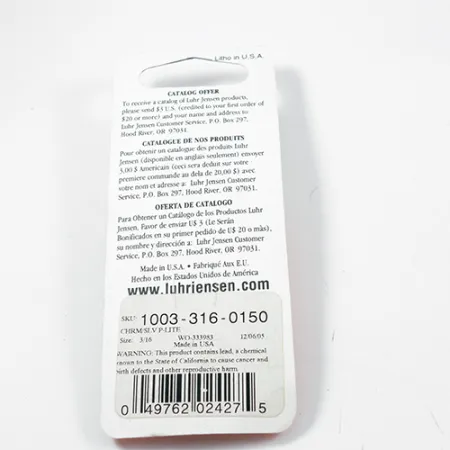 Luhr Jensen Krocodile , 1/3oz Nickel fishing spoon #2047