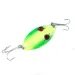 Vintage  Eppinger Red Eye Wiggler, 1oz Fluorescent Yellow and Green / Nickel fishing spoon #2065