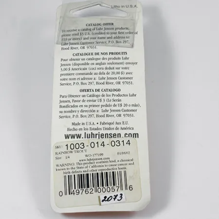 Luhr Jensen Krocodile Die #3, 1/3oz Rainbow Trout / Nickel fishing spoon #2073