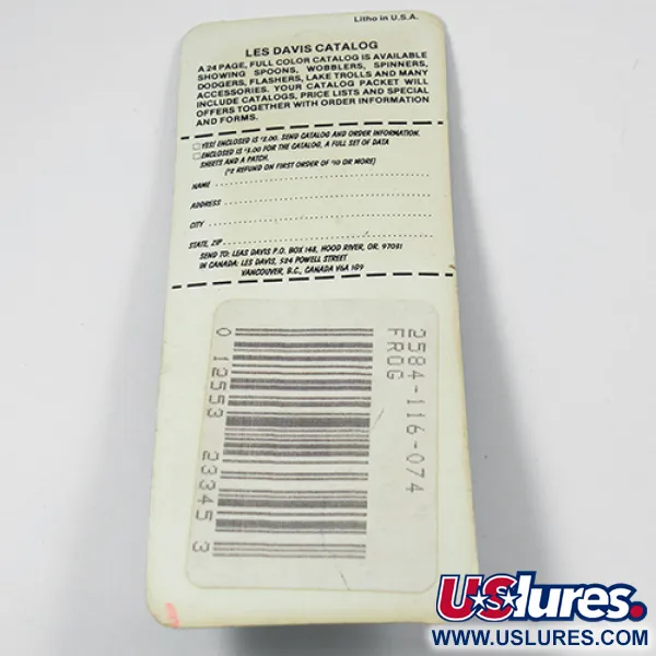  Luhr Jensen Les Davis Bang Tail, 1/16oz Frog (Yellow / Green) spinning lure #2077