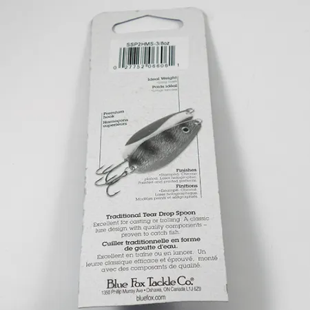 Blue Fox Strobe Tear Drop Spoon, 2/5oz Hammered Nickel fishing spoon #2079