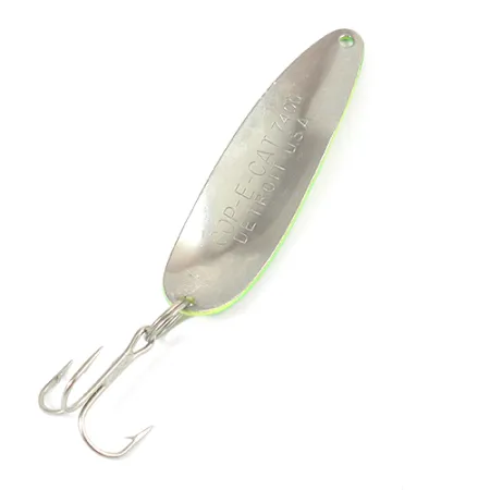 Vintage Eppinger Dardevle Cop-E-Cat 7400, 1/2oz Yellow / Green / Nickel fishing spoon #2094