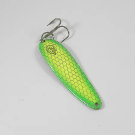 Vintage Eppinger Dardevle Cop-E-Cat 7400, 1/2oz Yellow / Green / Nickel fishing spoon #2094