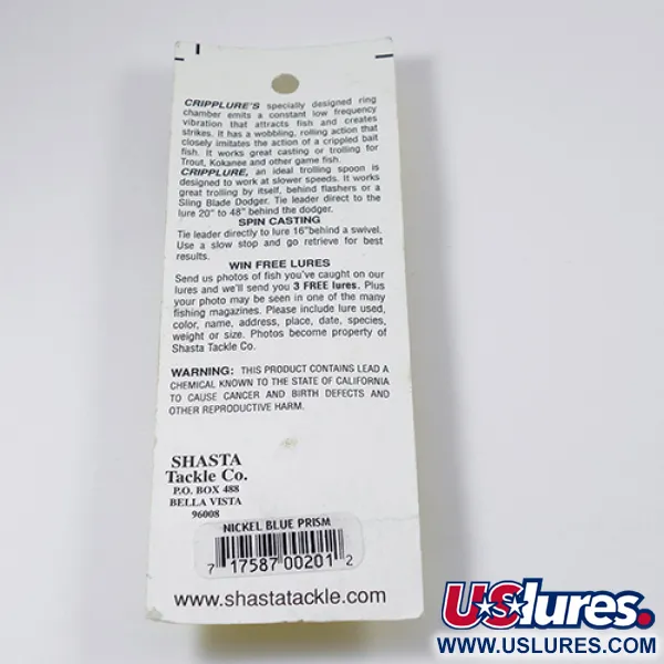  Shasta Cripplure, 1/4oz Nickel / Blue fishing spoon #2103