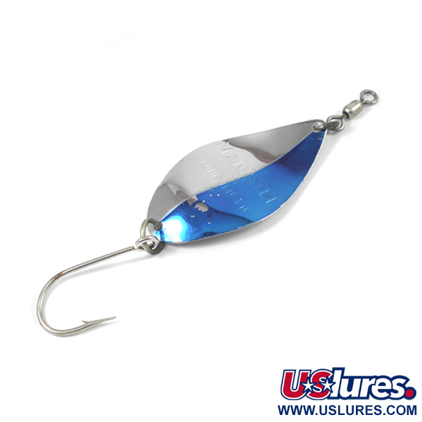 Vintage  Luhr Jensen Manistee 4, 1/2oz Nickel / Blue fishing spoon #2112