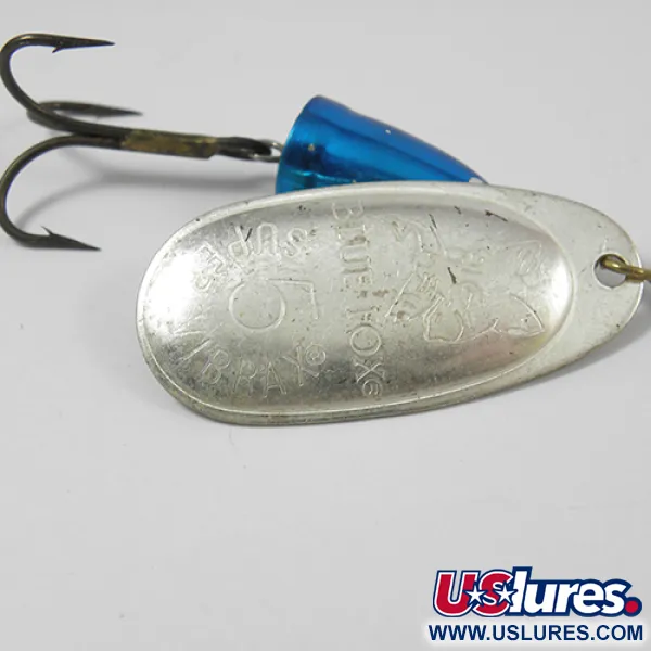 Vintage Blue Fox Super Vibrax 5, 1/2oz Silver / Blue spinning lure #2115