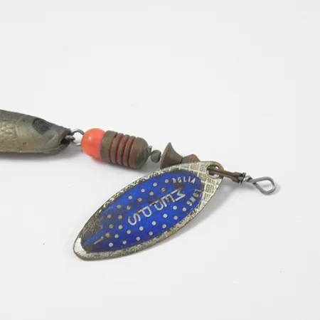 Vintage Mepps Aglia Long 1 Mino, 3/16oz Nickel / Blue spinning lure #2118