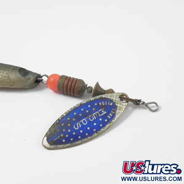Vintage   Mepps Aglia Long 1 Mino, 3/16oz Nickel / Blue spinning lure #2118
