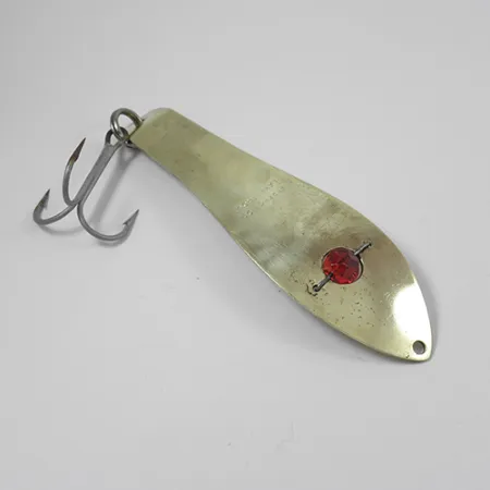 Vintage Unknown Perfection Lake Trout, 1 1/4oz Gold / Red Eye fishing spoon #2166