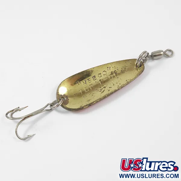 Vintage   Nebco Tor-P-Do 2, 1/2oz Hammered Brass / Orange fishing spoon #2173