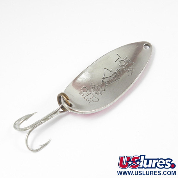 Vintage Seneca Little Cleo (Hula Girl), 1/2oz Nickel / Pink fishing spoon  #2176