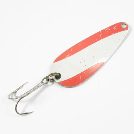 Vintage Nebco FlashBait 266, 1/3oz Red / White / Nickel fishing spoon #2182