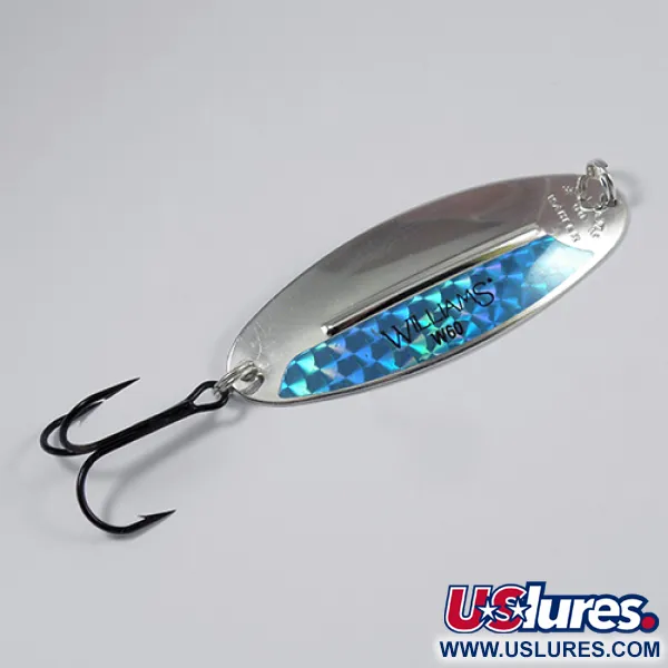 Vintage Williams Wabler, 2/3oz Silver / Rainbow Hologram (Silver Plated) fishing spoon #2187