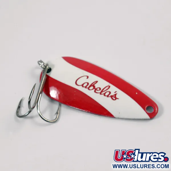 Vintage   Cabela's , 2/5oz Red / White / Nickel fishing spoon #2191