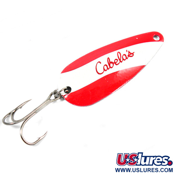 Vintage   Cabela's , 2/5oz Red / White / Nickel fishing spoon #2191