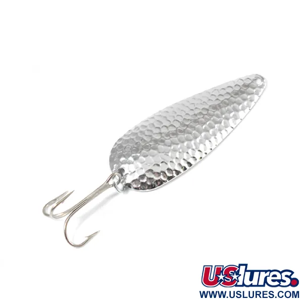 Vintage  Worth Chippewa, 1/2oz Hammered Nickel fishing spoon #2195