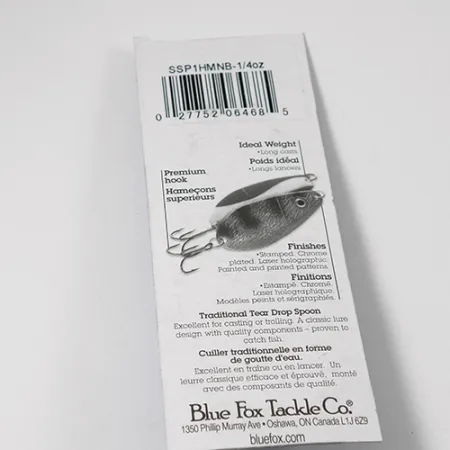 Blue Fox Strobe Tear Drop Spoon, 1/4oz Hammered Nickel / Blue fishing spoon #2198