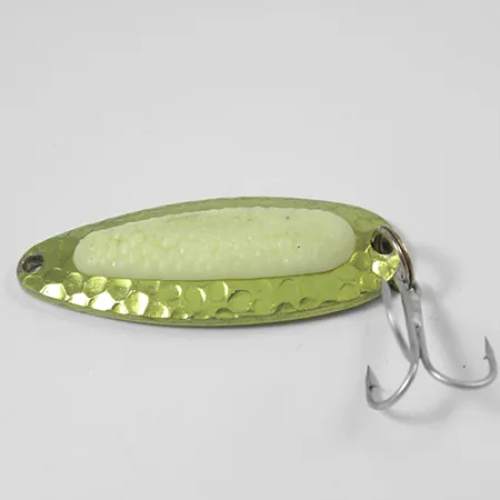 Vintage Blue Fox Pixee UV, 1/2oz Green Gold / Fluorescent Yellow (Glow in UV light, Fluorescent) fishing spoon #2206