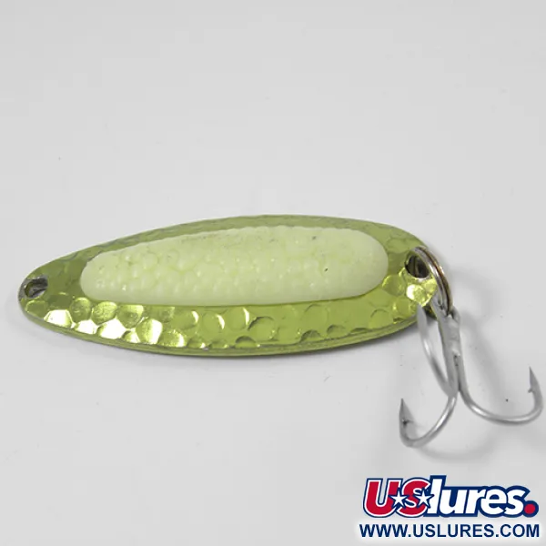 Vintage   Blue Fox Pixee UV, 1/2oz Green Gold / Fluorescent Yellow (Glow in UV light, Fluorescent) fishing spoon #2206