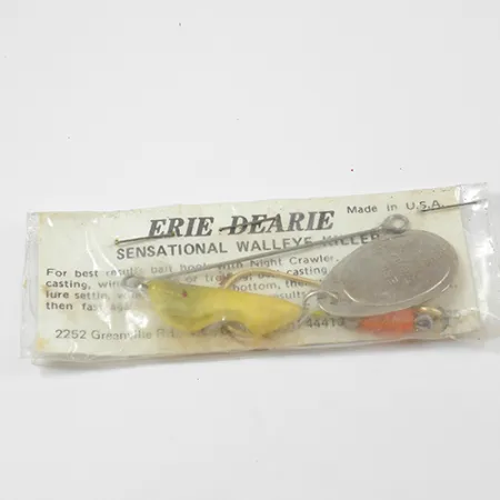 Erie Dearie Walleye Killer, 1/2oz Nickel / Yellow spinning lure #2228