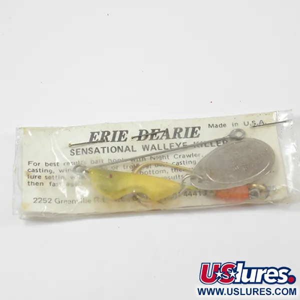   Erie Dearie Walleye Killer, 1/2oz Nickel / Yellow spinning lure #2228