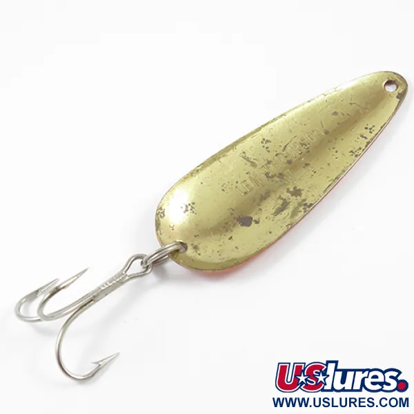 Vintage Len Thompson #2, 1oz Red / Black / Brass fishing spoon #2243