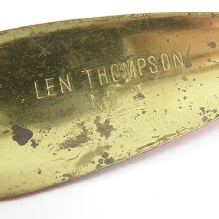 Vintage Len Thompson #2, 1oz Red / Black / Brass fishing spoon #2243