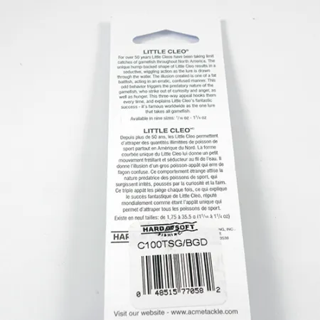 Acme Little Cleo Glow, 1/3oz Nickel / Green / Glow in Dark and UV light fishing spoon #2246