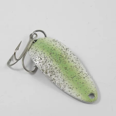 Vintage Seneca Little Cleo (Hula Girl), 1/3oz Green / Nickel / Glitter fishing spoon #2269