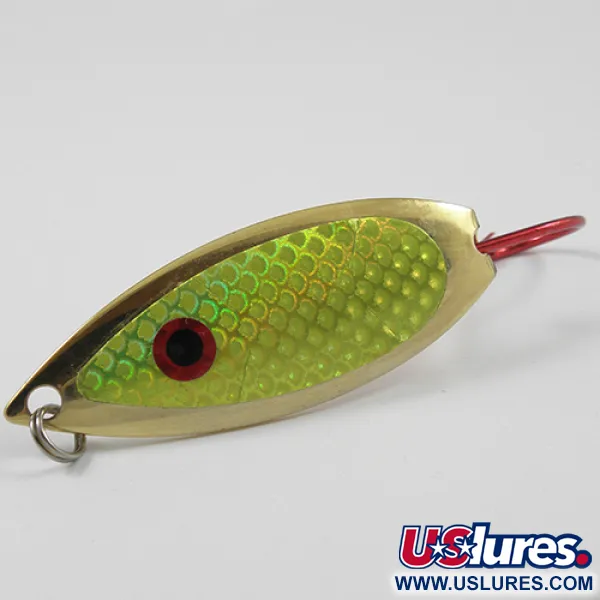 Vintage  Captain Mikes Aqua Dream Weedless Aqua Dream, 2/5oz Gold / Green Scale fishing spoon #2276