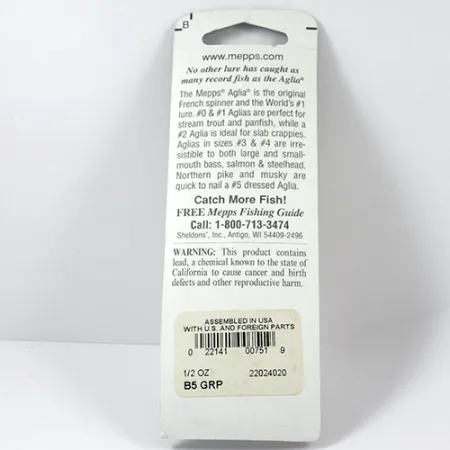 Mepps Aglia 5, 1/2oz Platinum Green spinning lure #2281