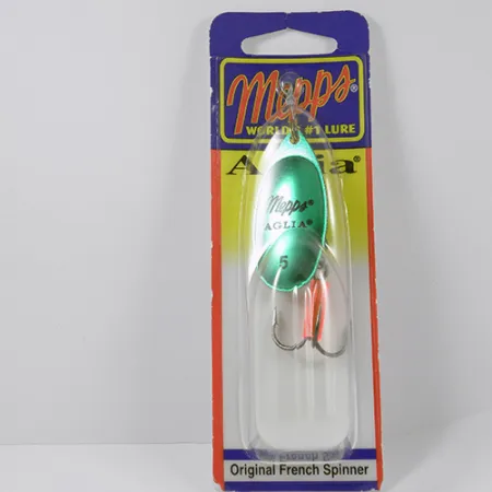 Mepps Aglia 5, 1/2oz Platinum Green spinning lure #2281