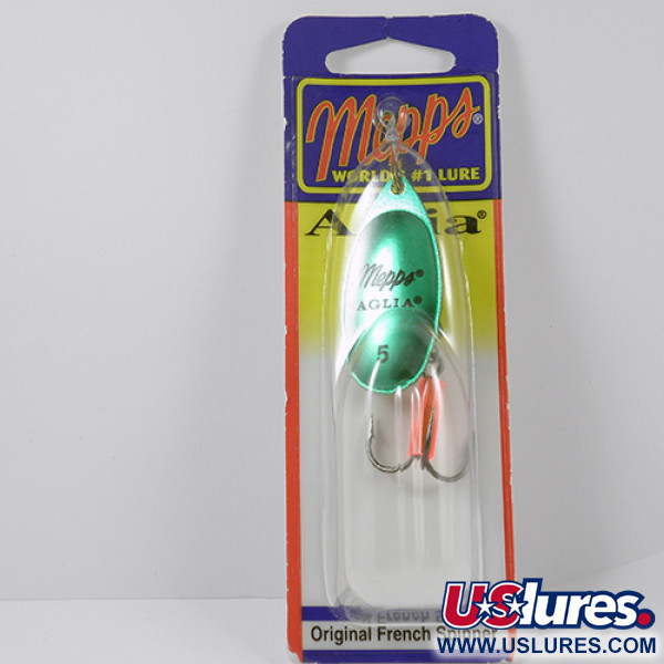   Mepps Aglia 5, 1/2oz Platinum Green spinning lure #2281