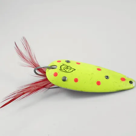 Vintage Eppinger Weedless Dardevle Dardevlet , 3/4oz Fluorescent Yellow / Red / Nickel fishing spoon #2285