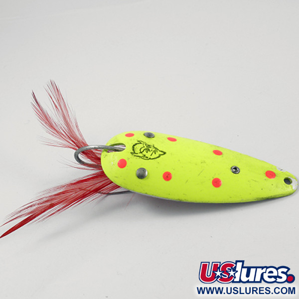 Vintage  Eppinger Weedless Dardevle Dardevlet , 3/4oz Fluorescent Yellow / Red / Nickel fishing spoon #2285