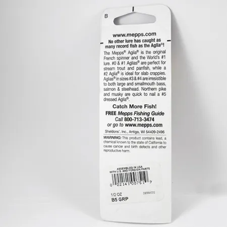 Mepps Aglia 5, 1/2oz Platinum Light Green spinning lure #2286