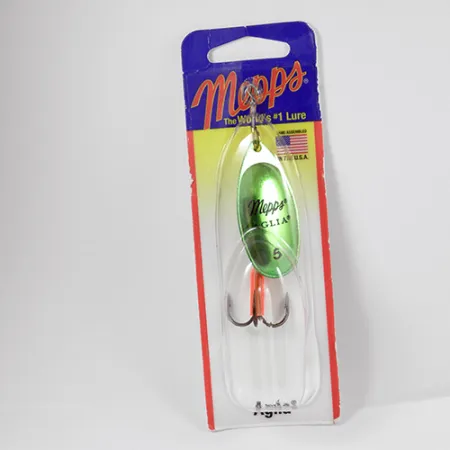 Mepps Aglia 5, 1/2oz Platinum Light Green spinning lure #2286