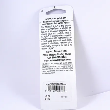 Mepps Aglia 4, 1/3oz Silver spinning lure #2296