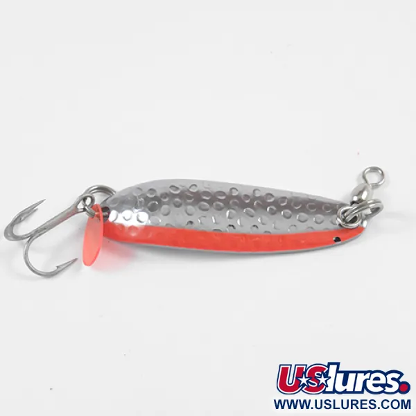 Luhr Jensen Krocodile Die #3, 1/3oz Hammered Nickel / Red fishing spoon #2321