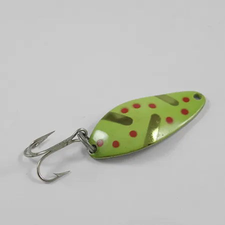 Vintage Seneca Little Cleo, 1/4oz Green / Red / Nickel fishing spoon #2335