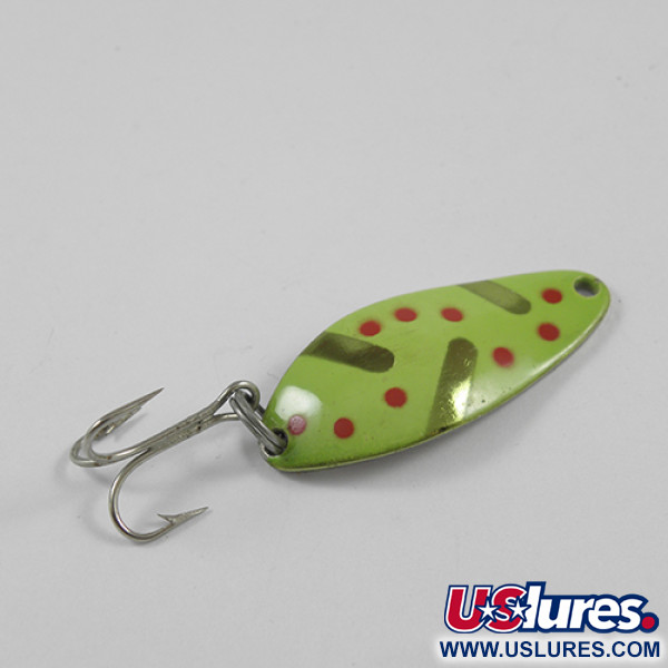 Vintage  Seneca Little Cleo, 1/4oz Green / Red / Nickel fishing spoon #2335