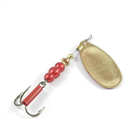 Vintage Mepps Aglia Platinum 4, 1/3oz Red / Brass spinning lure #2348