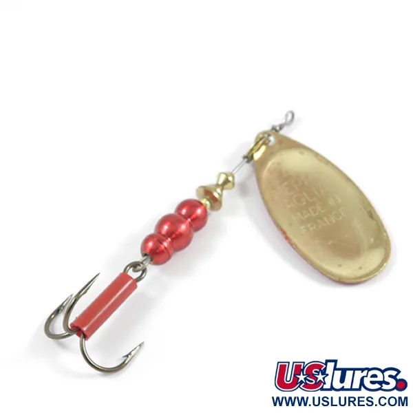 Vintage   Mepps Aglia Platinum 4, 1/3oz Red / Brass spinning lure #2348