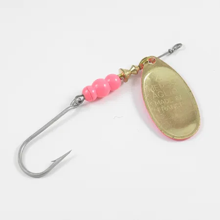 Mepps Aglia Hot 4, 1/3oz Hot pink (Bright Pink / Brass) spinning lure #2349
