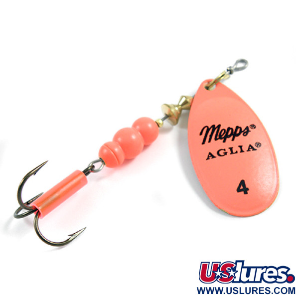   Mepps Aglia Hot 4, 1/3oz Hot (Fluorescent Orange / Brass) spinning lure #2350