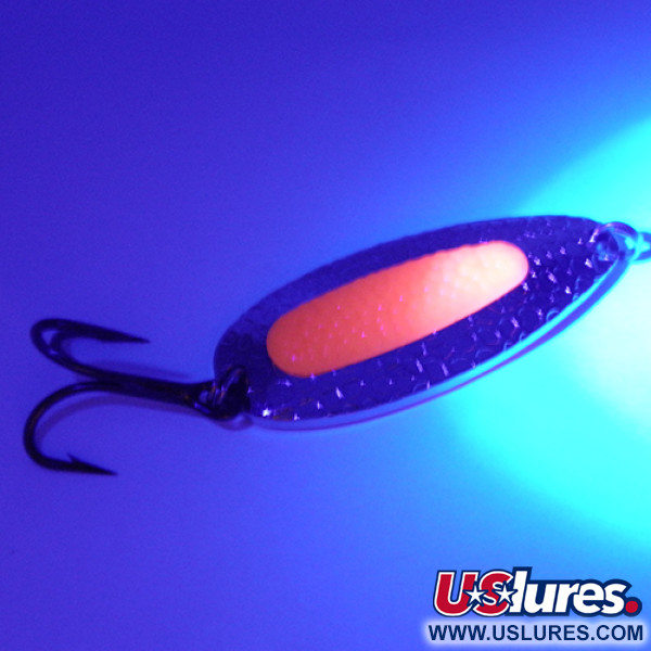   Blue Fox Pixee UV, 3/4oz Nickel / Glow UV Glow in UV light, Fluorescent fishing spoon #2351